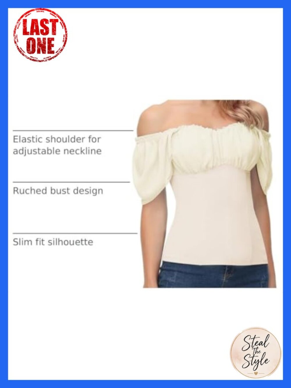 Off Shoulder Renaissance Peasant Blouse Ruffle Ruched Chiffon Top - Picture 3 of 6